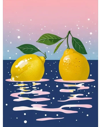 Lemon floating on water