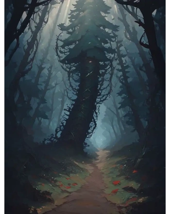 Painting of the dark forest