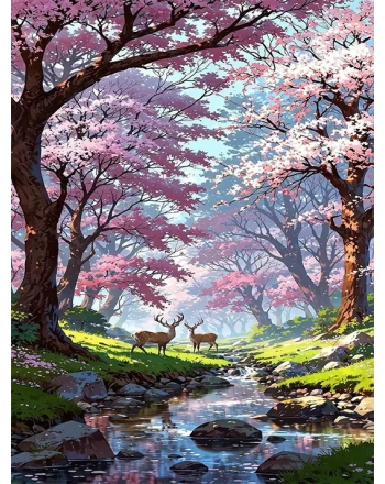 Cherry Blossom Forest Painting