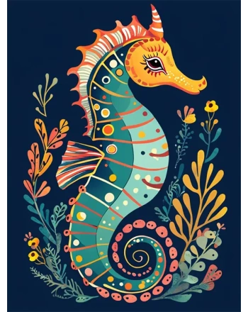 Whimsical Colorful Seahorse