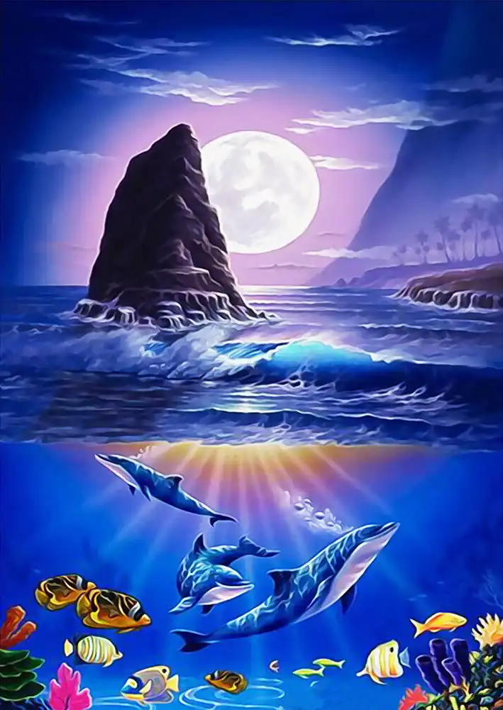 Flock of dolphins diamond painting