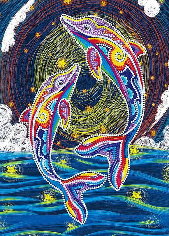 Glowing dolphins diamond painting