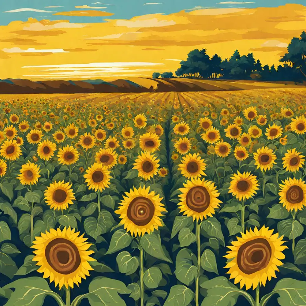 Sunflower field diamond painting