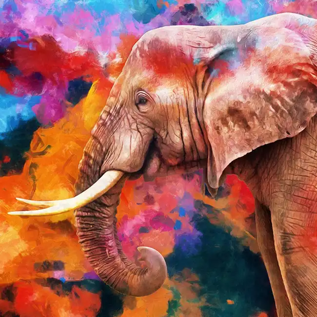 Multicolored Elephant diamond painting