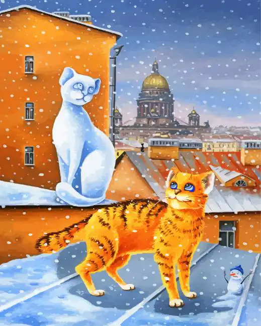 Cats in winter diamond painting