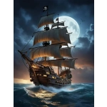 Moonlit pirate ship