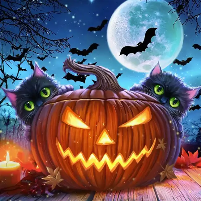 Cat Pumpkin Diamond Painting Painting | Diamond Painting Kits