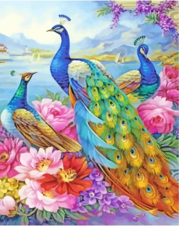Elegant Pink Peacock & Flowers – All Diamond Painting