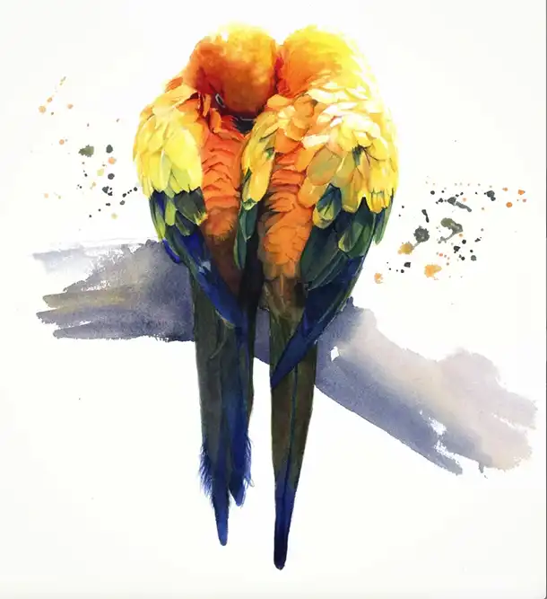 Watercolor bird diamond painting