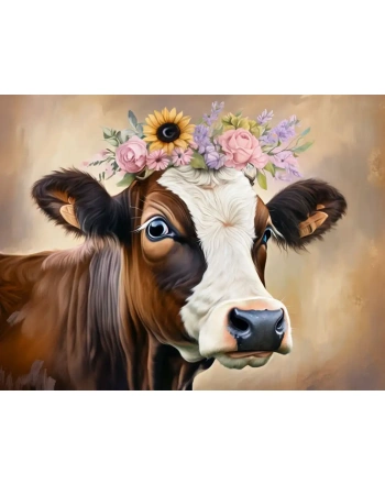 Cow with floral crown