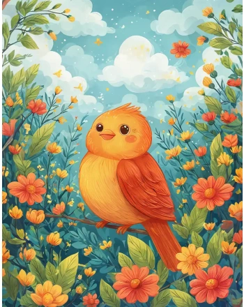 Cute bird portrait painting