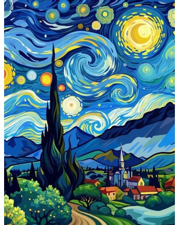 The starry night portrait painting
