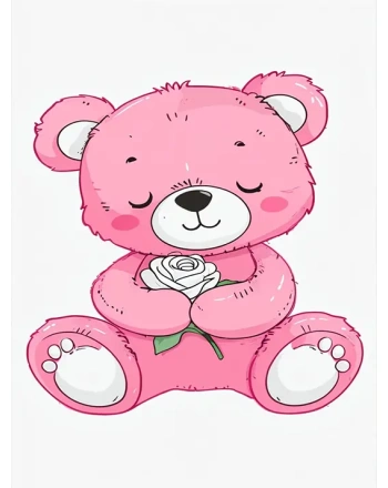 Teddy bear holding a rose