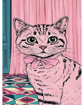 Whimsical pink cat