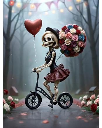 Skeleton girl on valentine's day