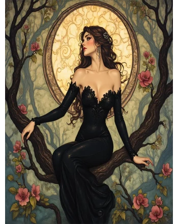 Woman on tree branch