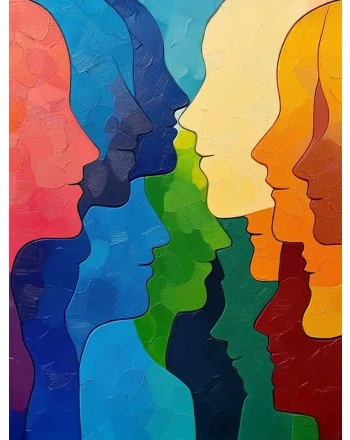 Abstract painting of faces