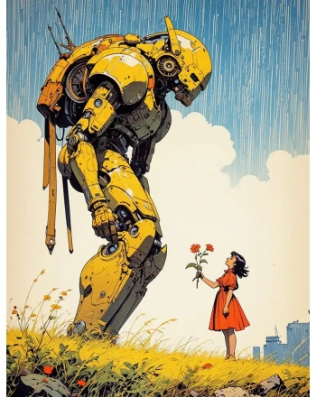 Girl with yellow robot