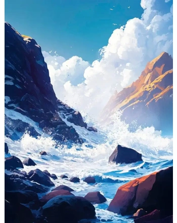 Wave in ocean painting