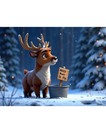 Snowy magical reindeer