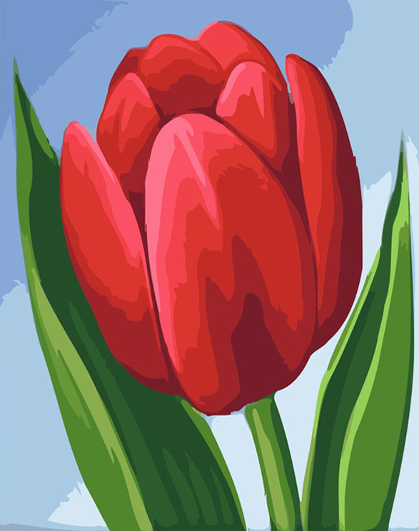 Red tulip field diamond painting