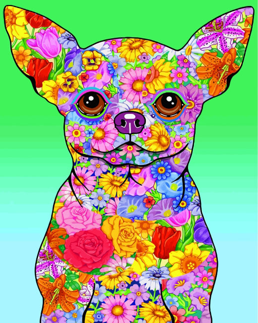 Floral chihuahua diamond painting