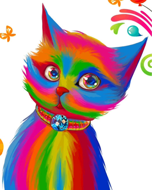 Rainbow cat art diamond painting