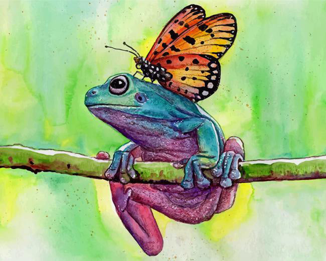 Butterfly on frog diamond painting