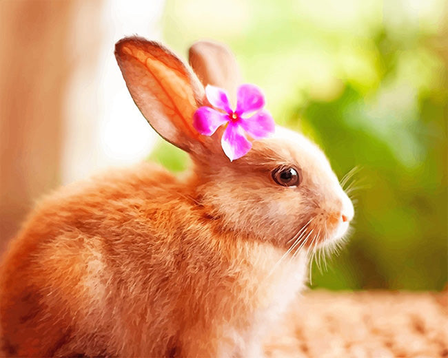 Rabbit with flower diamond painting