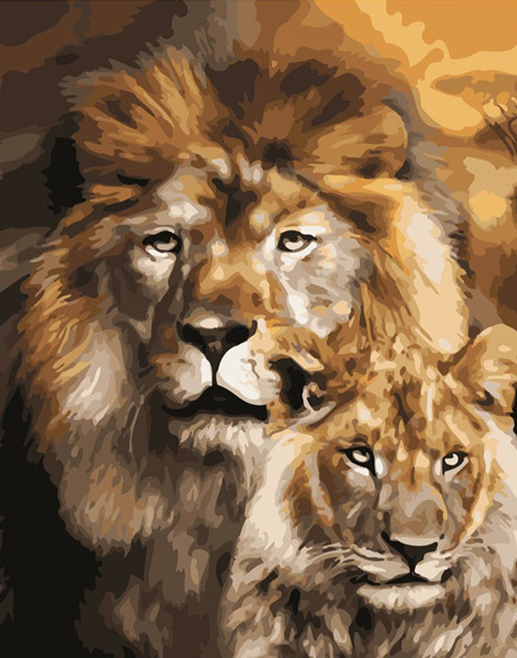 African Lion And Lioness Diamond Painting Painting 