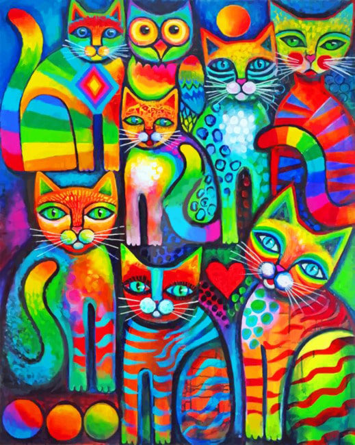 Abstract cats diamond painting