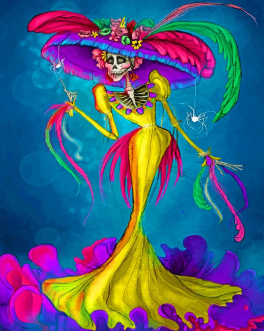 Mexican skeleton lady diamond painting