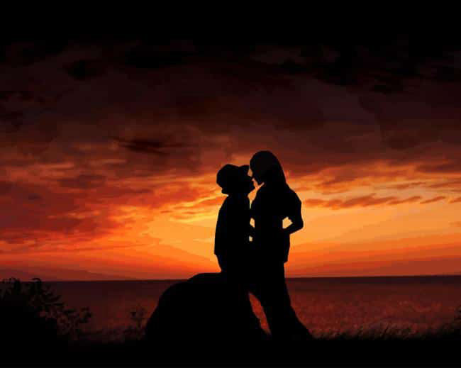 Romantic couple silhouette diamond painting