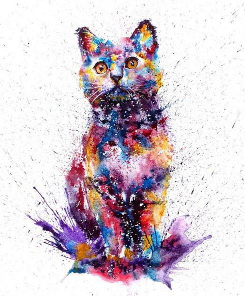 Rainbow cat diamond painting