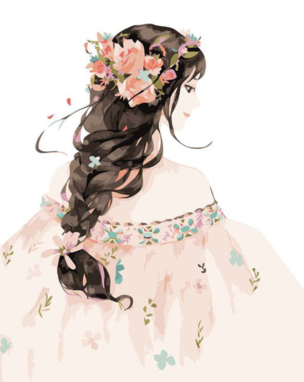 Flower girl figure acrylic diamond painting