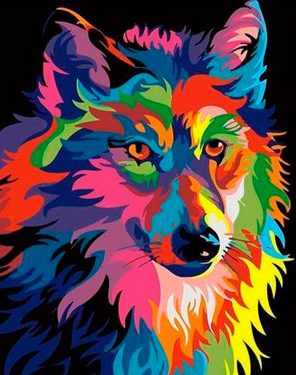 Colorful Wolf - Diamond Painting Kit