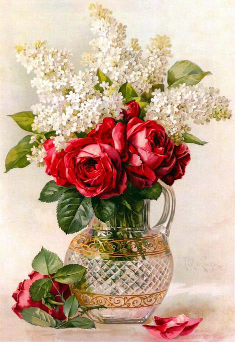 Red roses and vase diamond painting