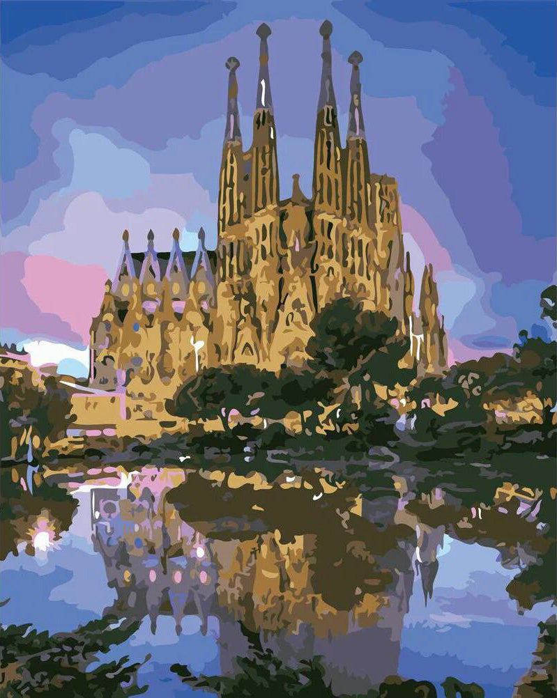 Cathedral and reflection of the lake diamond painting