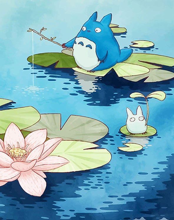 Chibi totoro fishing diamond painting