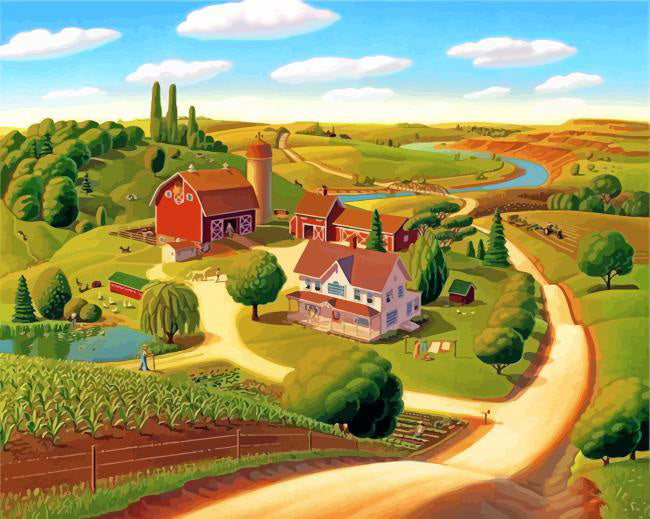 Farm landscape diamond painting