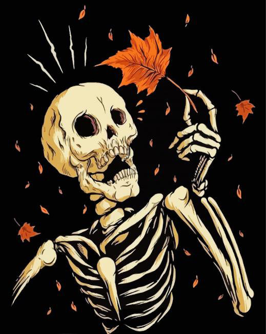 Aesthetic autumn skeleton diamond painting
