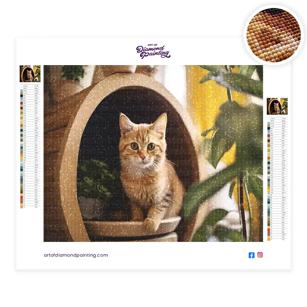 Cat with cage diamond painting