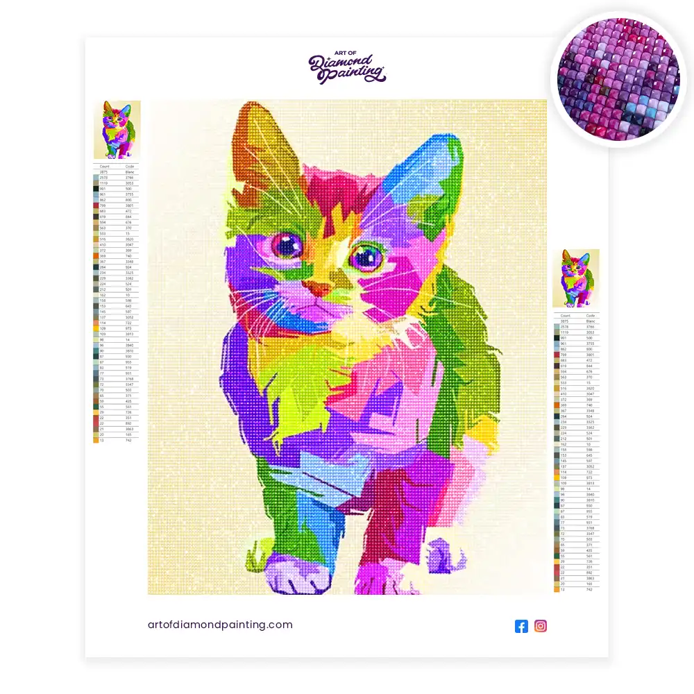 Rainbow Pop Art Cat diamond painting
