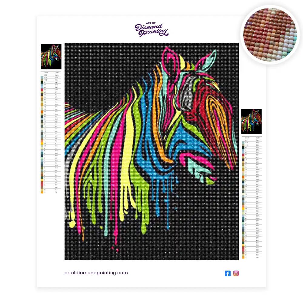 Abstract colorful zebra diamond painting