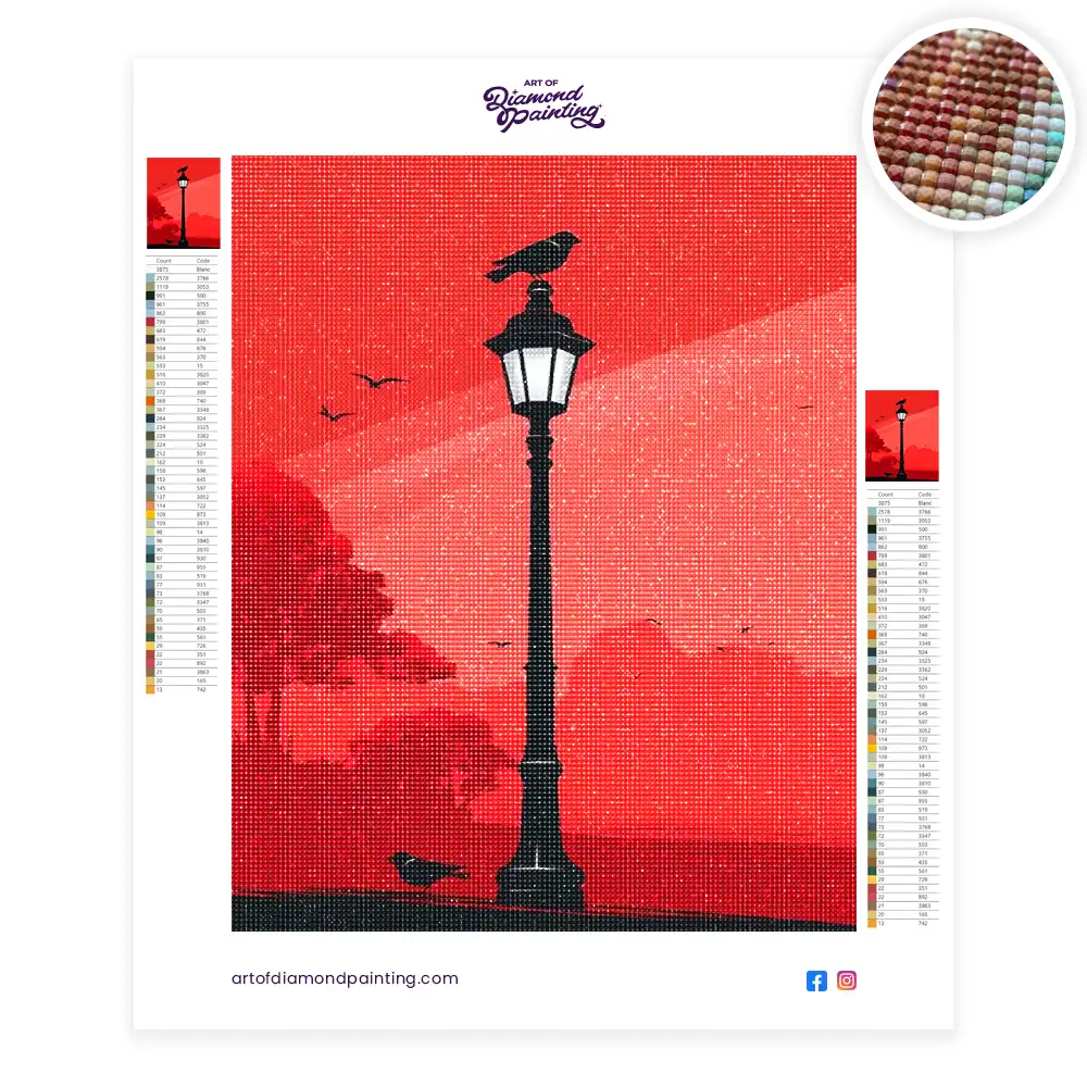 2 Black street lamp and birds