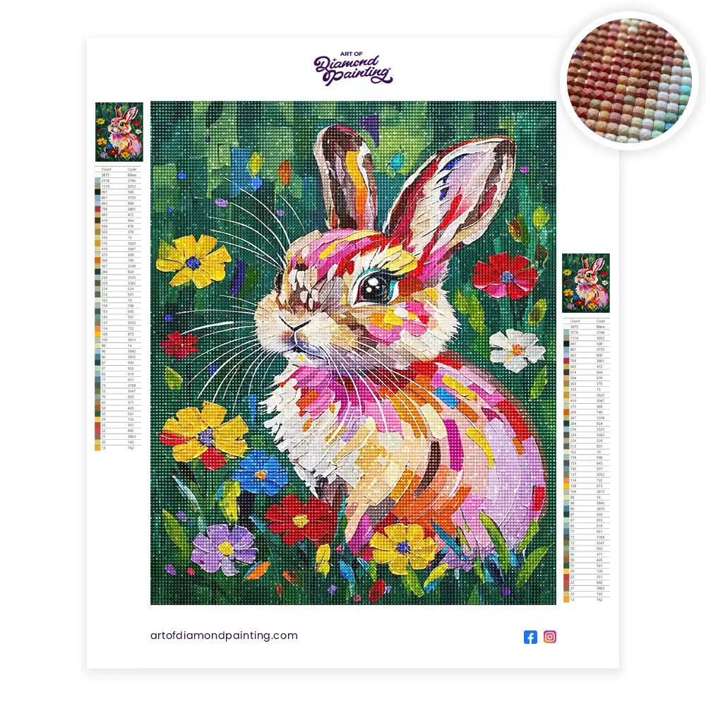 2 Vibrant impressionistic bunny