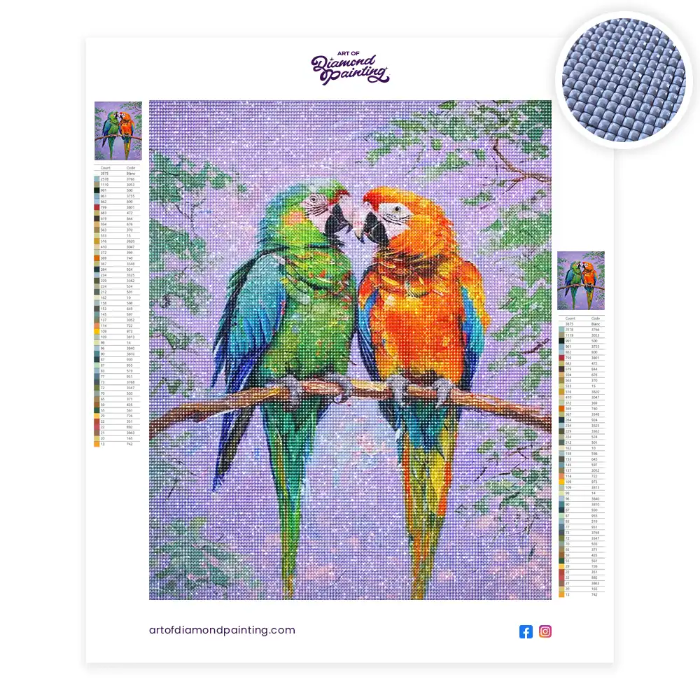 2 Vibrant impressionist parrots