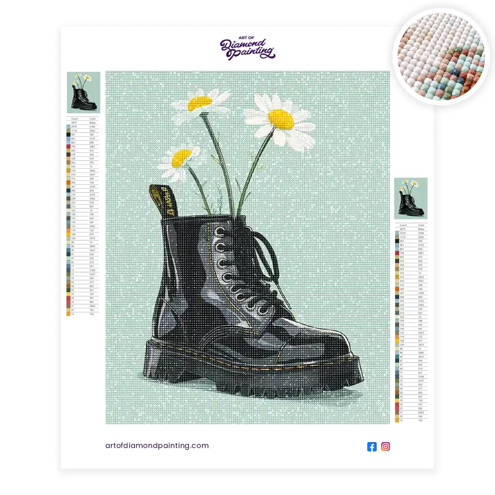 2 Black boot with daisies