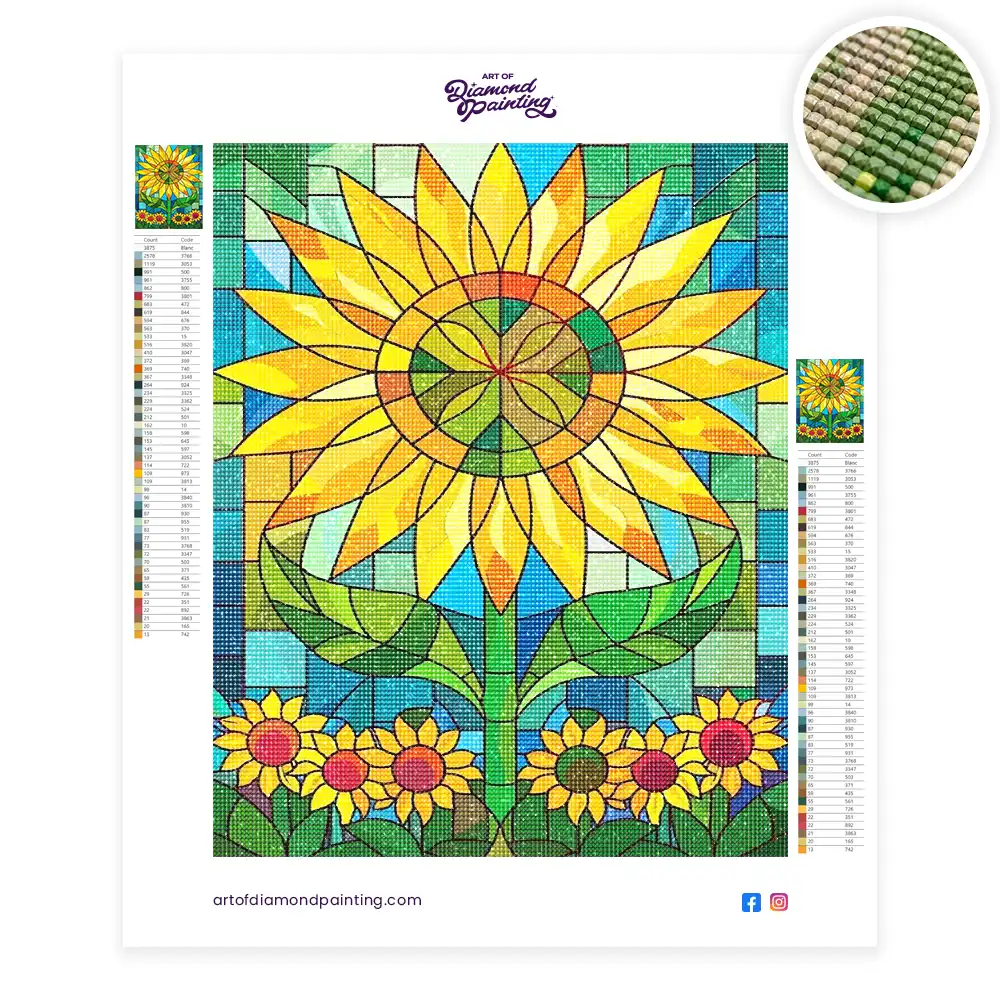 2 Stained glass sunflower
