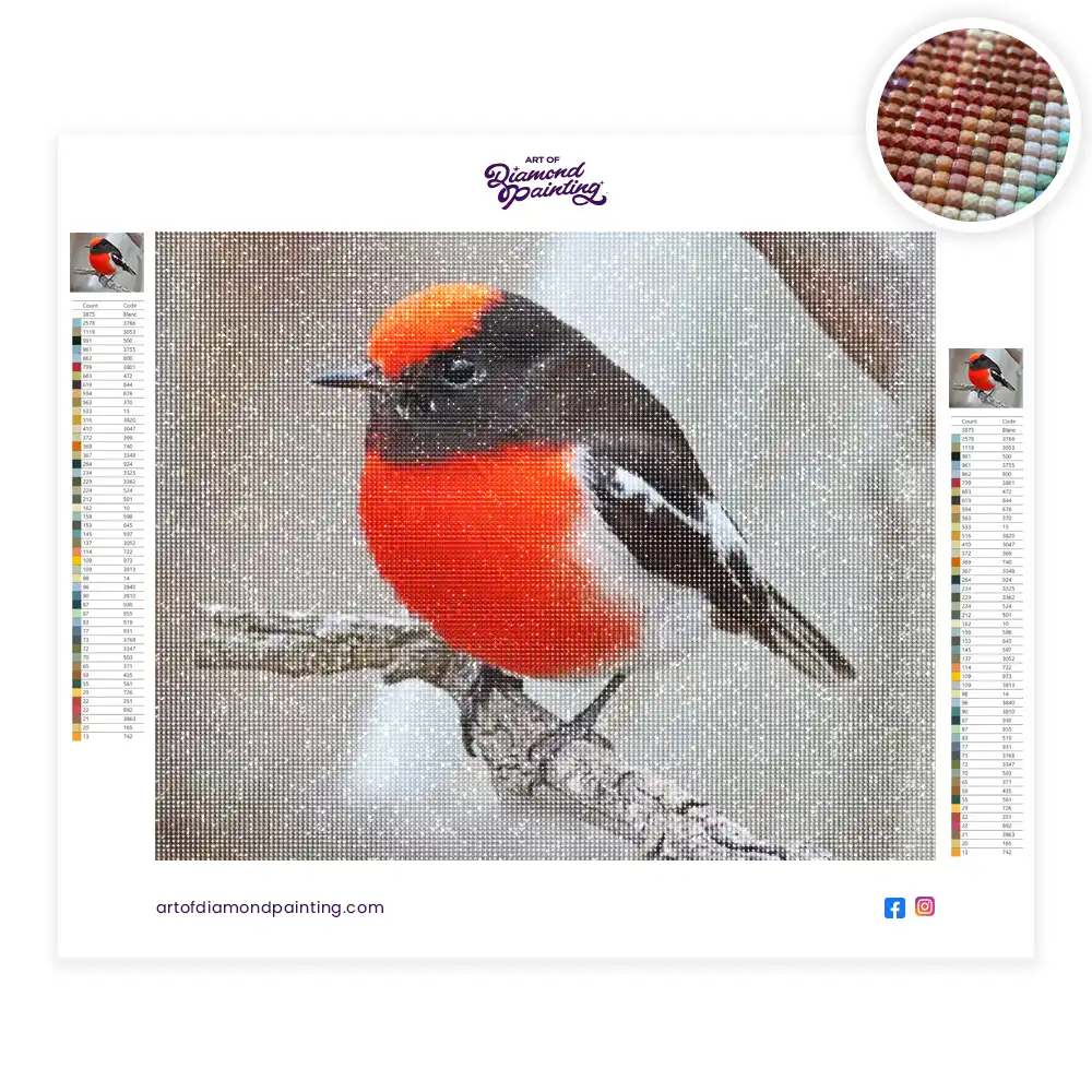 Red crapped robin diamond painting